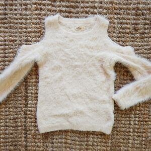 Hollister soft fuzzy sweater cut out shoulders